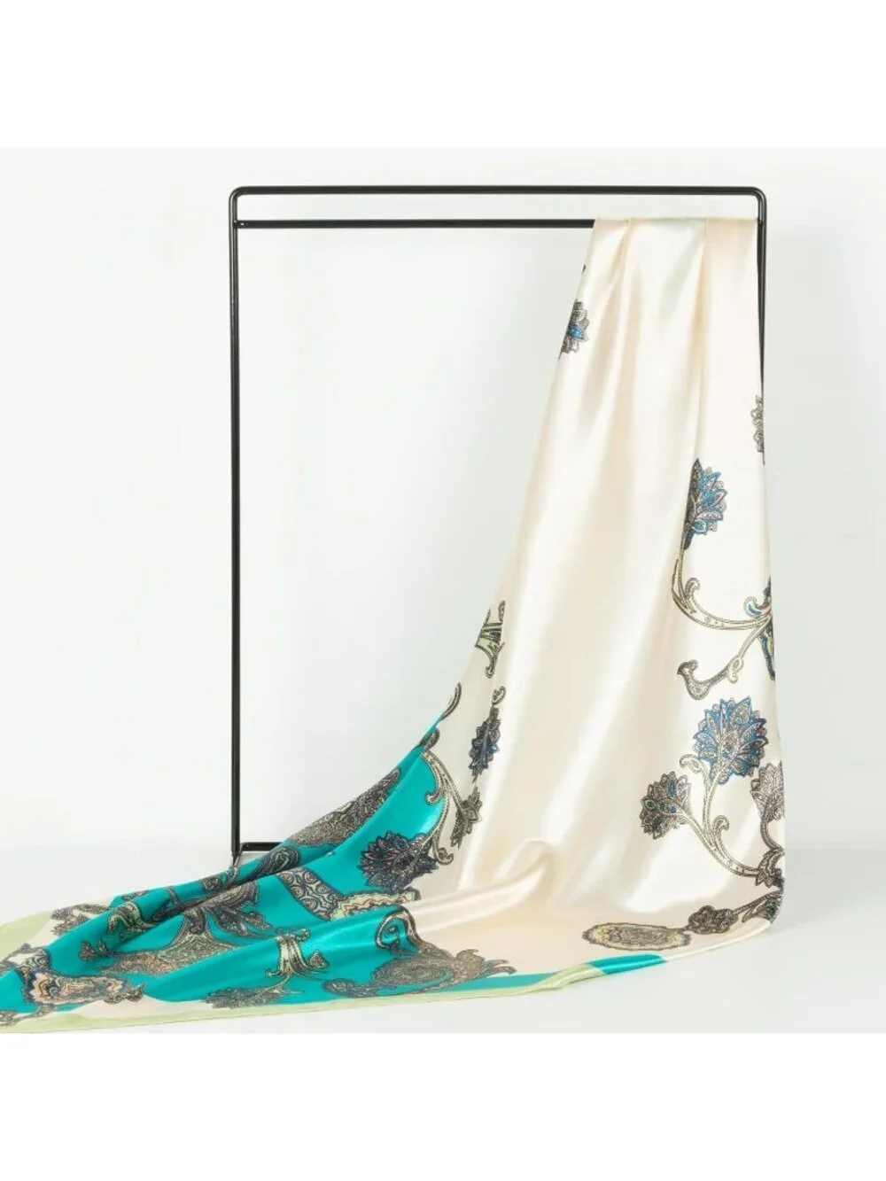 Women's A-Turquoise Printed Square Scarf Bandanas Hair Scarf 35 Inches